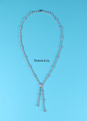 $33,500 Tiffany Co Platinum Diamond Bezel Halo Jazz Circlet Drop