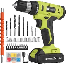Cordless Drill Set, 20V Electric Power Drill with Battery and Charger Torque 30N