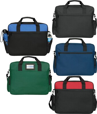 Deluxe Business Travel Portfolio Slim Briefcase Bag Shoulder Strap ID Window