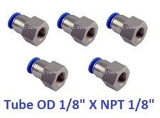 Female Hose Quick Release Connector Air Fitting Tube OD 1/8 X NPT 1/8 5 Pieces