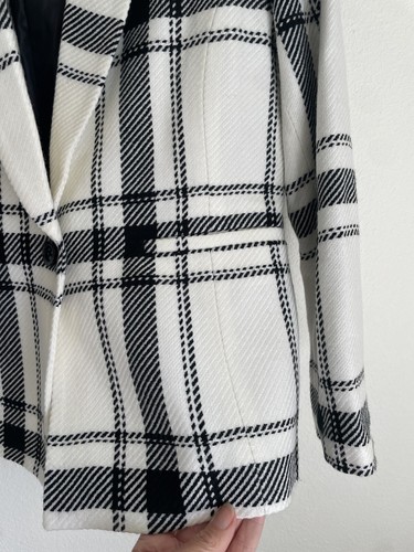 Anne Klein Blazer Anzug Separates Sakko Damen 10 schwarz weiß Tweed kariert - Bild 3 von 11
