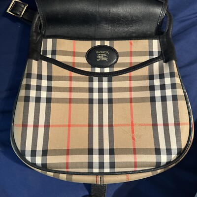 Burberry Haymarket Nova Check Black Aero Zipper Leather Strap