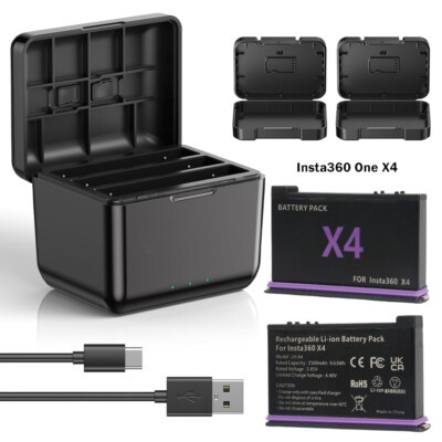 2stk Ersatz Akkus mit Ladebox Schnellladung Für Insta360 X4 Akku 2500mAh DHL