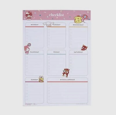 Hello Kitty Erin Condren Sanrio Checkliste Notizblock / Keroppi / Zimtschnecke /