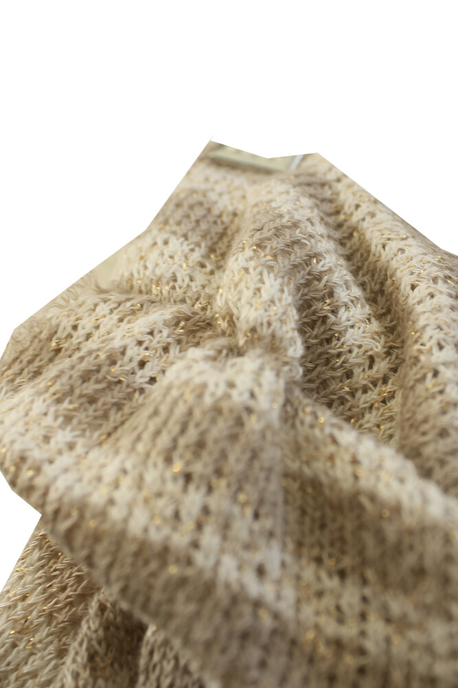 Pull Femme INC Beige Col Vachette – Taille S, Coton, étincelant, Neuf Avec Défaut