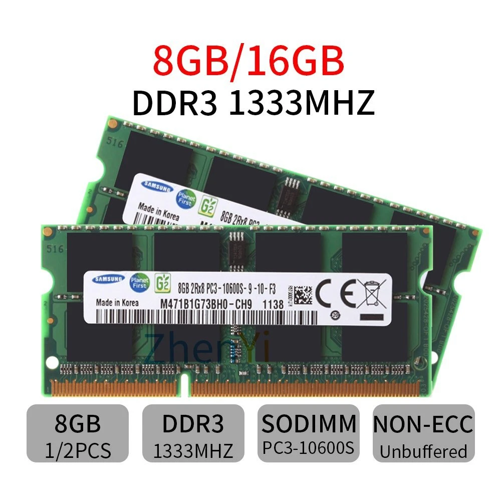 Kit 8 Go(2X4 Go)Ddr3 10600 Pc3-10600U 1333 Mhz 2Rx8 240 Broches Dimm Cl9 1,5 V Mémoire Ram De