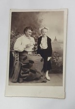 Cabinet Card Photo Portrait Woman with Young Girl Mother or Grandmother die cut
