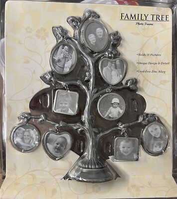Family Tree Photo Frame Holds 18 Pictures Lead-Free Zinc Alloy MIB