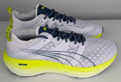 Size 13-Men's PUMA ForeverRun NITRO Running Shoes - White/Ocean/Lime - 377757-19