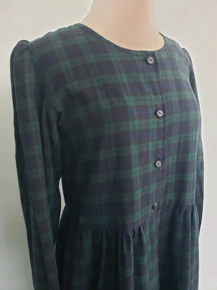 De Colección My Secret Shelf Mujer S Mono Verde Oscuro Cuadros Academia Franela Vestido Foto 2 de 4