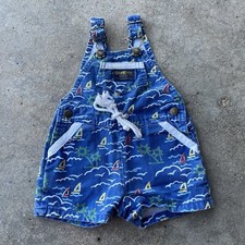 Vtg OshKosh B  gosh Overalls Sailboats Nautical Size 12 Months USA Made Rare