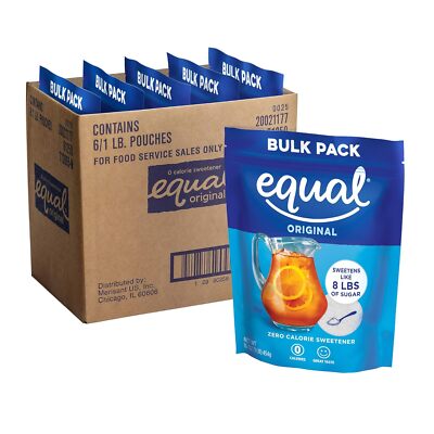 EQUAL 0 Calorie Sweetener, Sugar Substitute, 1 Pound Bulk Bag (Pack Of 6)