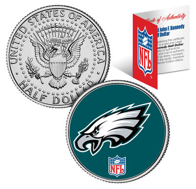 PHILADELPHIA EAGLES NFL Logo JFK Half Dollar U.S. Coin Officially Licensed w/COA