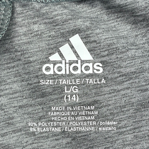 Adidas Leggings Girls Size L 14 Gray Pastel Green Three Stripe Logo Sports Large - Picture 2 of 9