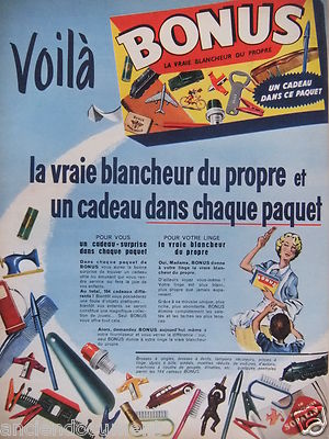 PRESSEWERBUNG 1958 VOILA BONUS WEISS EIN GESCHENK IN JEDEM PAKET