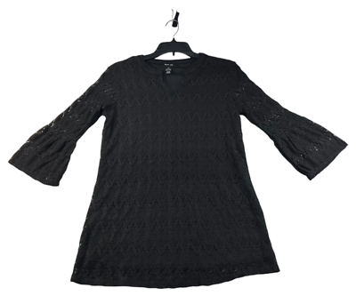Style & Co Dress Womens Size Small Petite SP Black Lace Long Sleeve Vneck  New | eBay