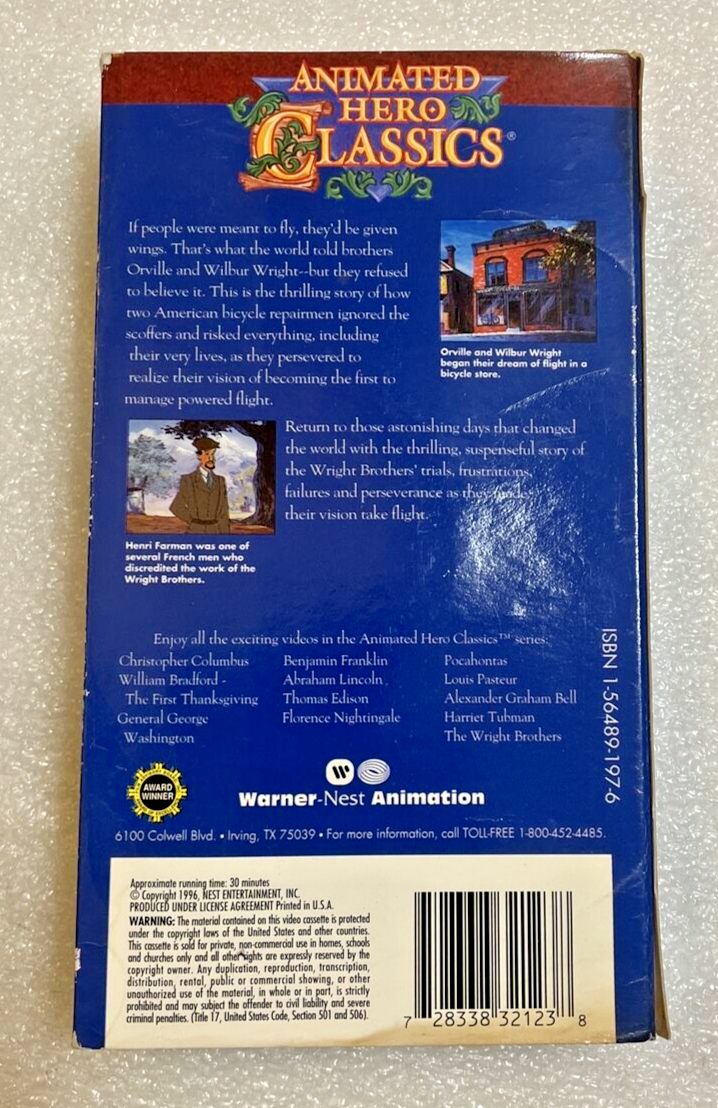 Nest Entertainment The Wright Brothers Animated Hero Classics VHS