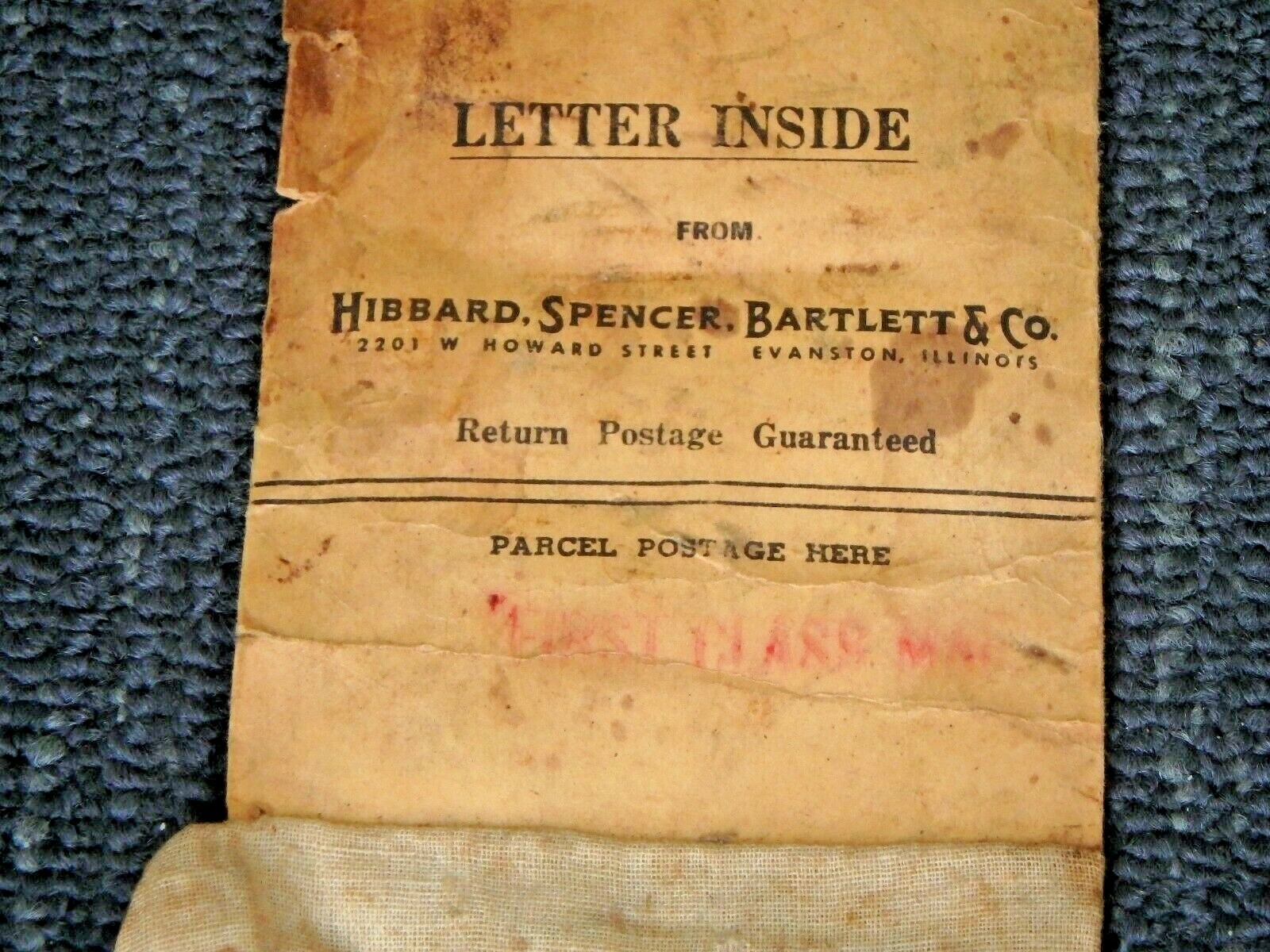 VINTAGE HIBBARD SPENCER BARTLETT CUTLERY TRUE VALUE HARDWARE- ENVELOPE ...