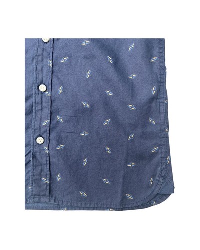 Quiksilver Boys Navy Blue Cotton Short Sleeve Surfboard Printed Button Up Shirt - Picture 6 of 6