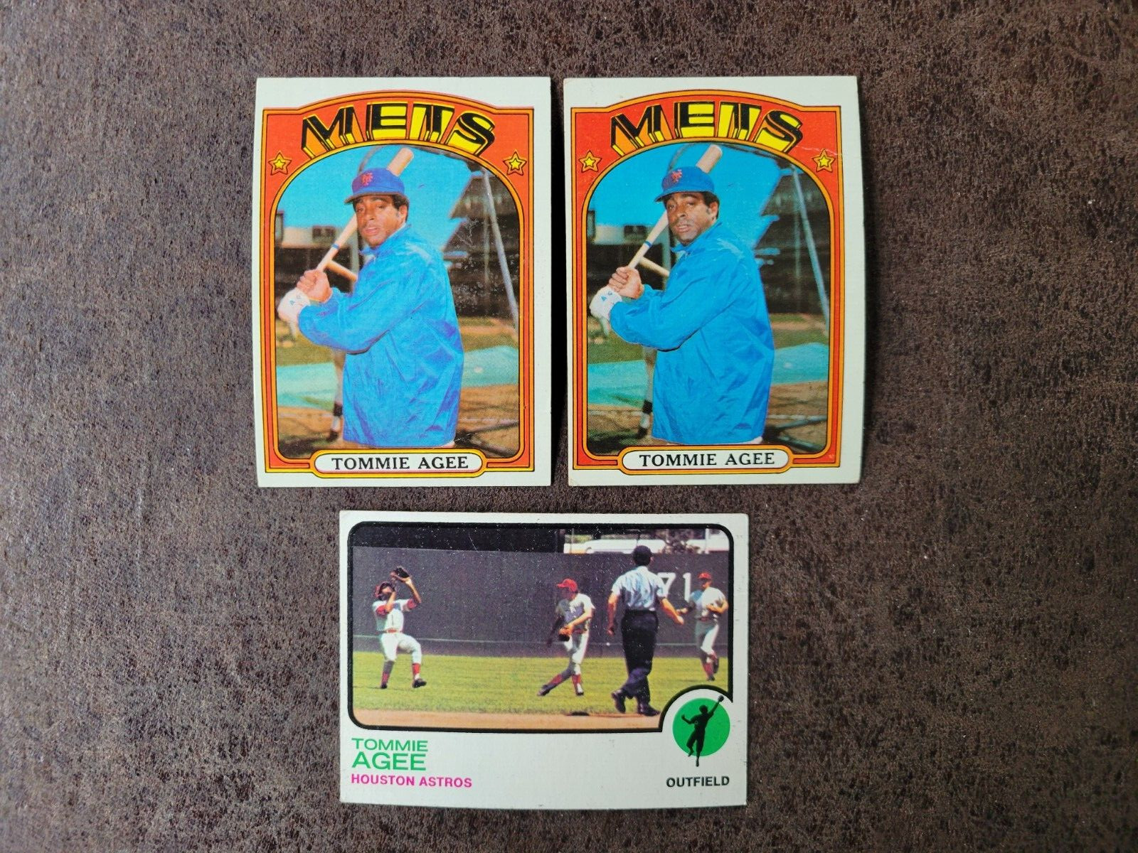 1972-73 TOPPS Baseball Tommie Agee 3-card lot - New York Mets Legend