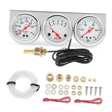 Triple Gauge Set Oil Pressure Gauge Water Temp Voltmeter 3 in1 52mm 2inch