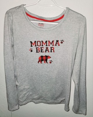 Let's Get Cozy Women ''Let s Get Cozy'' Momma Bear Grey Waffle Knit Top Size Small
