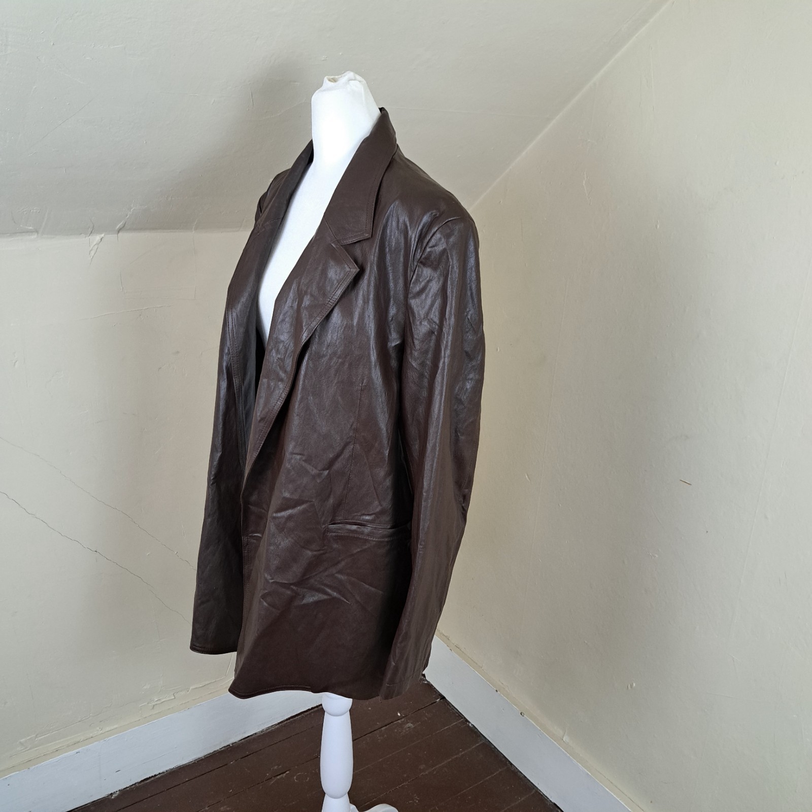 FACADE PATTERN Overfit Leather Jacket Brown  Poly… - image 7