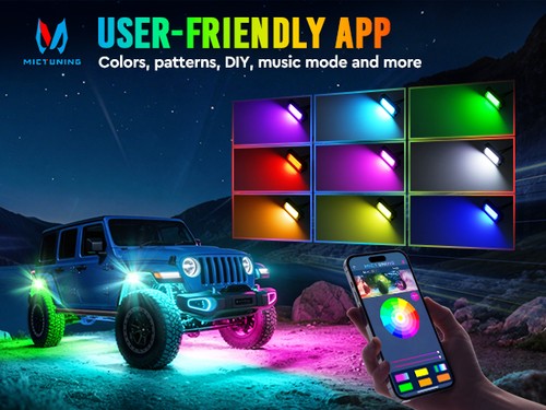 MICTUNING Q1 Max RGB+IC Rock Lights Chasing - 16 Pods LED Underglow Lights Kits - Picture 19 of 24