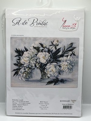 Lucas S Peonies Counted Cross Stitch Kit B517 Zweighart Anchor NEW