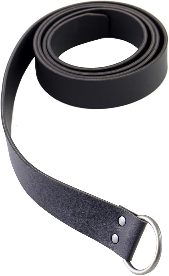 Cinturón de cuero caballero medieval para hombre recreación longitud 75"(190 cm), negro