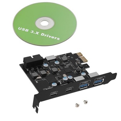 5Gbps USB PCIe Expansion Card 4-Port 2xUSB-C 2xUSB-A Plug-N-Play No Extra Driver