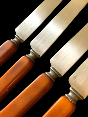 Cubiertos de baquelita vintage MCM 20 piezas caramelo de acero inoxidable cubiertos - Imagen 18 de 19