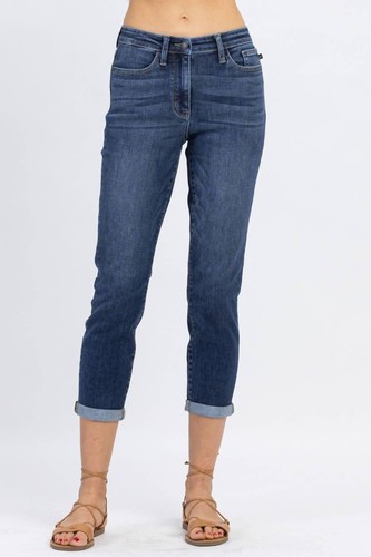 Judy Blue high rise cuffed crop slim denim jeans size 0(24) - 第 1/5 張圖片