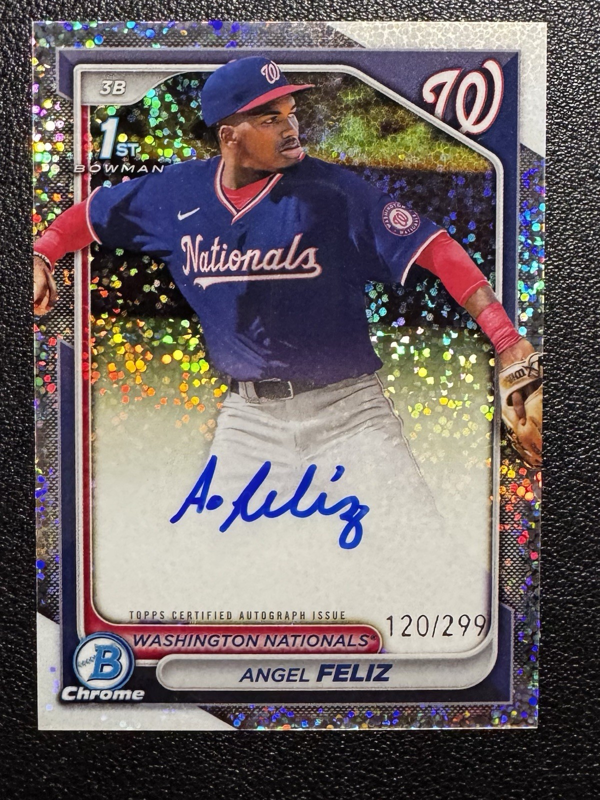 2024 Bowman Chrome Angel Feliz #CPA-AF 1st Speckle Refractor Auto /299 W