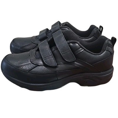 Drew Shoes Men's Black Leather Orthopedic Walking Sneakers Vxxxxo Strap Comfort