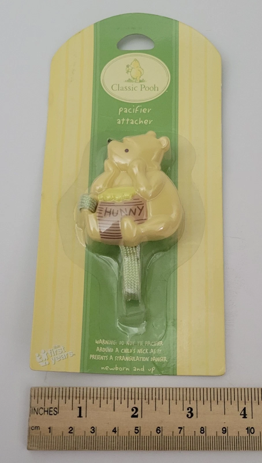 Classic Pooh Bear Hunny The First Years Pacifier Attacher DIsney 2003 NEW sealed