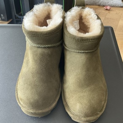 Bearpaw Women's Olive Suede Pull-On Ankle Bootie Lined Comfort Winter Boots