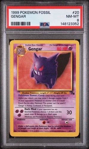 Gengar Pokemon Fossil 20/62 PSA 8