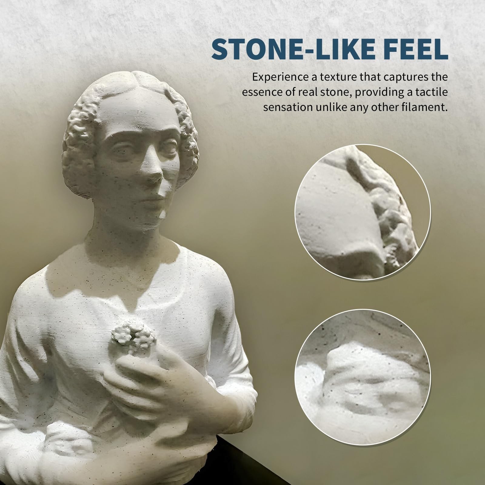 OUVERTÜRE Marmor PLA Filament 1,75 mm, Realistic Rock 01 - Rock White  - Bild 2