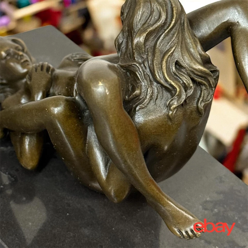 Escultura de bronce vintage estatua mujer desnuda mármol París decoración lesbiana rara Foto 2 de 4