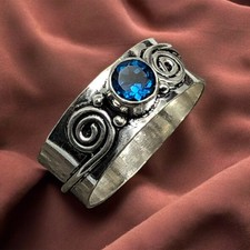 Handmade Jewelry 925 Sterling Silver Natural London Blue Topaz Ring All Size DO