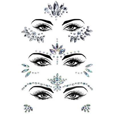 Gesicht Glitzersteine Strass, Festival, Karneval, Make-up, temporäre Tattoos,...