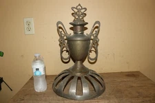 Antique Ornate 1800's Round Oak Parlor Stove Cast Iron Top Cover Finial Topper