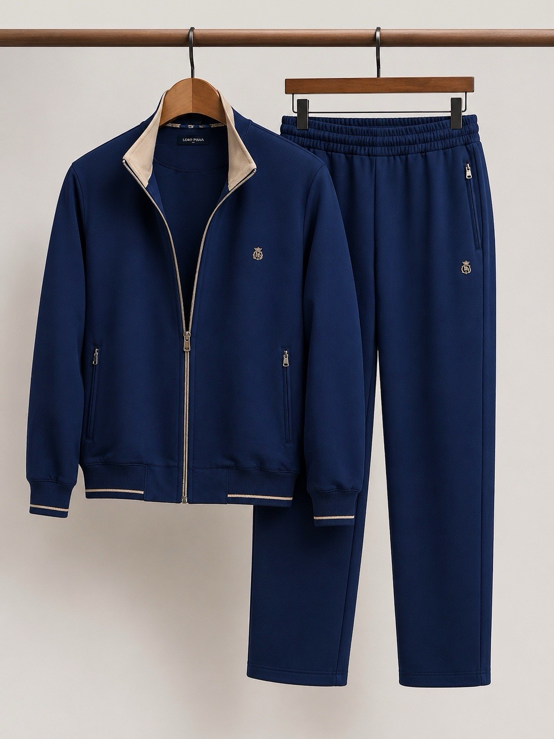 Men’s Blue Tracksuit Set Full Zip Track Jacket & Pants Pockets 2 Piece M