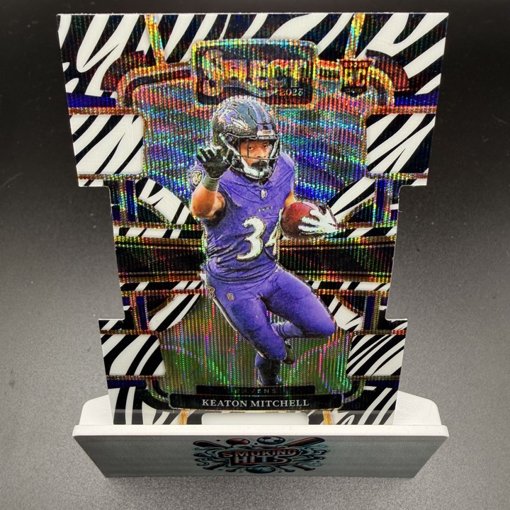 2023 Panini Select - Concourse Keaton Mitchell #10 Zebra Prizm Die-Cut (RC)