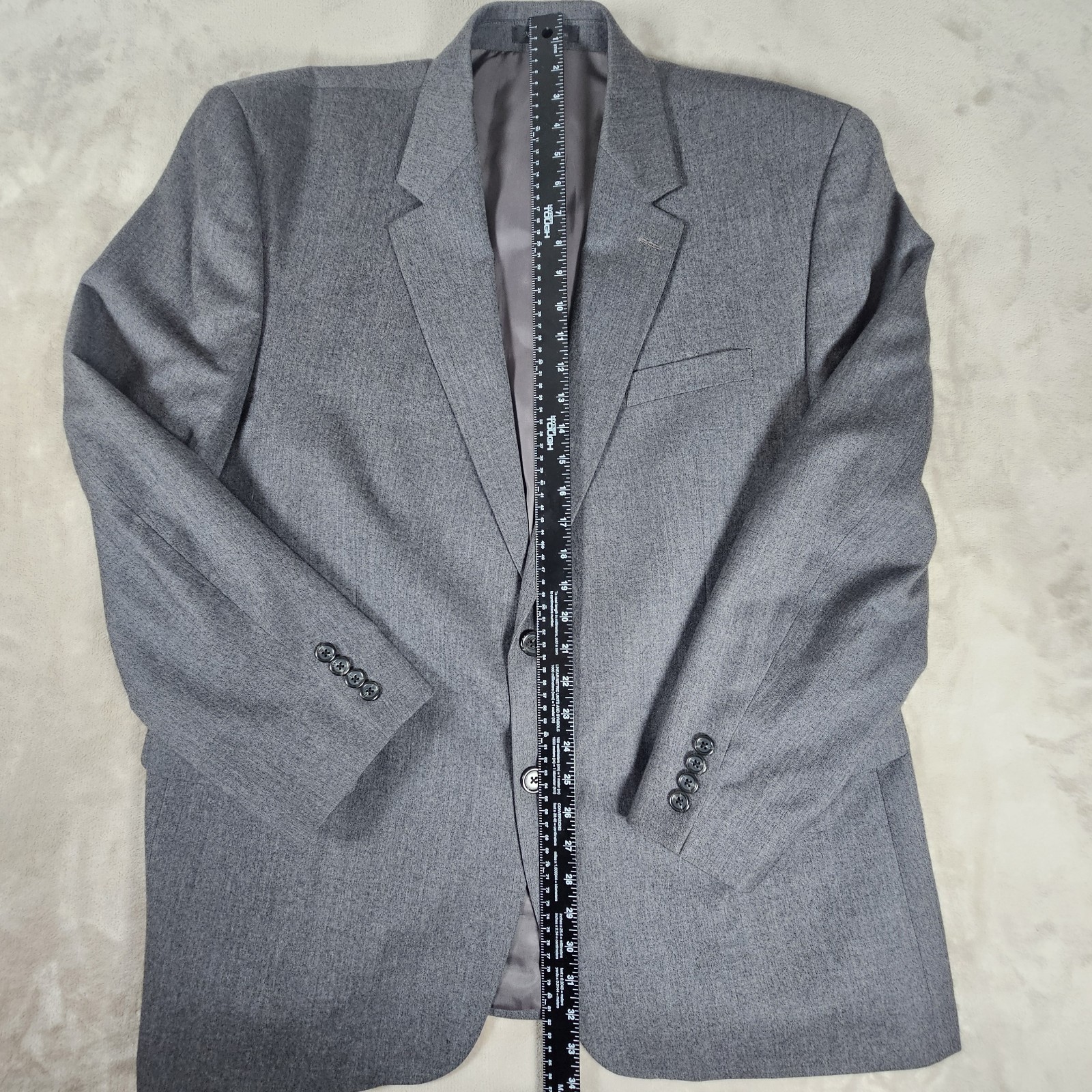 CHAPS mens solid gray 100% WOOL two button sport … - image 7