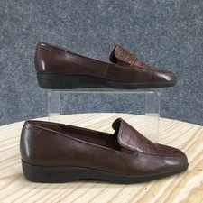 Easy Spirit Shoes Womens 6.5 B Kindly Slip On Loafers Brown Leather Croc Print