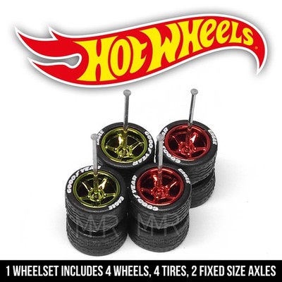 1/64 Scale 5 SPOKE v6 Real Rider Wheels Rims Tires Set for Hot, $2.99