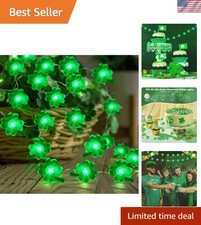 10FT Shamrock String Lights - 30 LED Battery-Operated Fairy Lights for St. Pa...