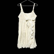 TRALALA White Velvet Ribbon Cami Dress Y2K Boho Sun Dress size 0 Japan